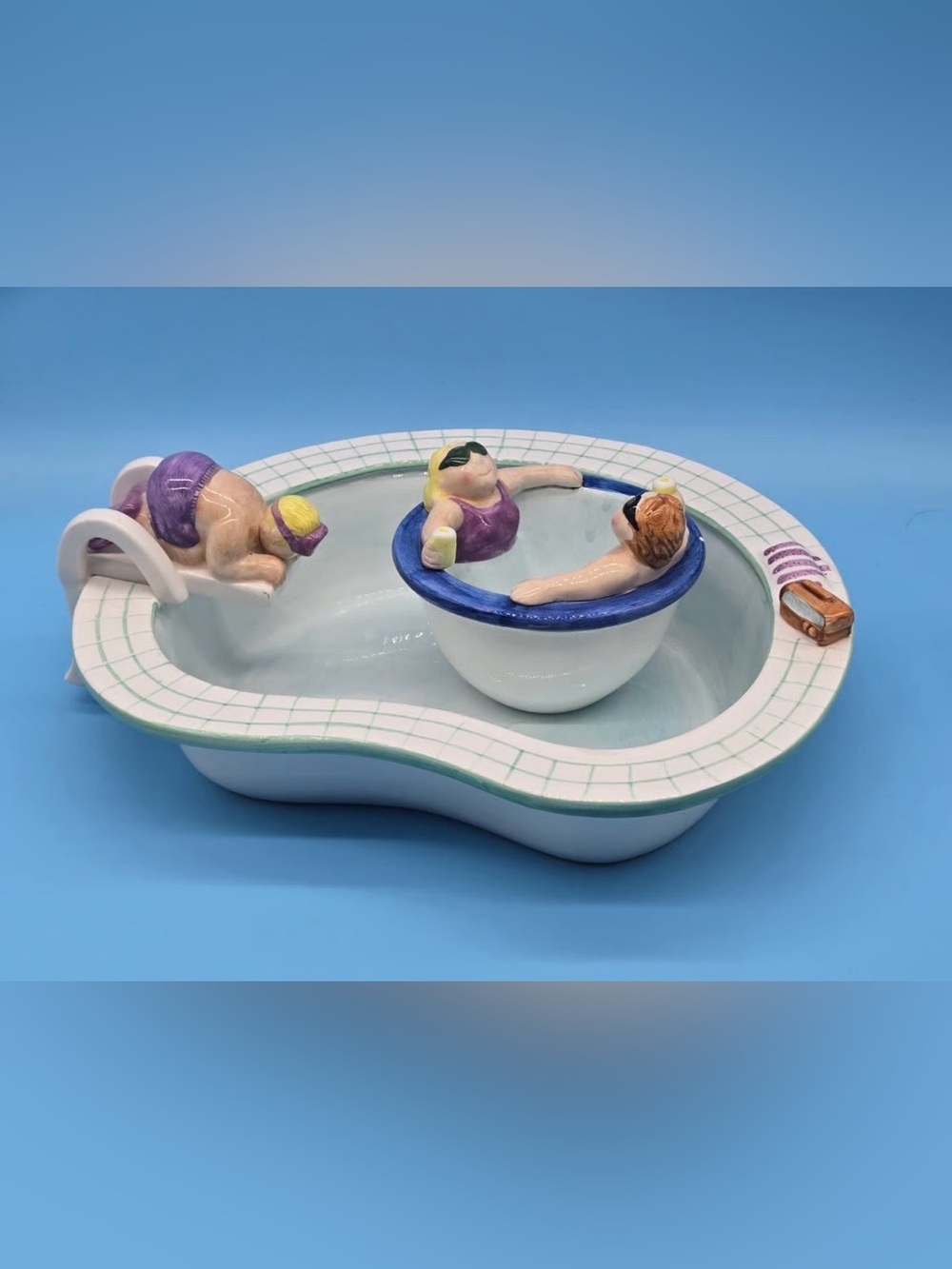 LOTUS Vintage 1995 Swimming Pool Chip and Dip Serving Bowl